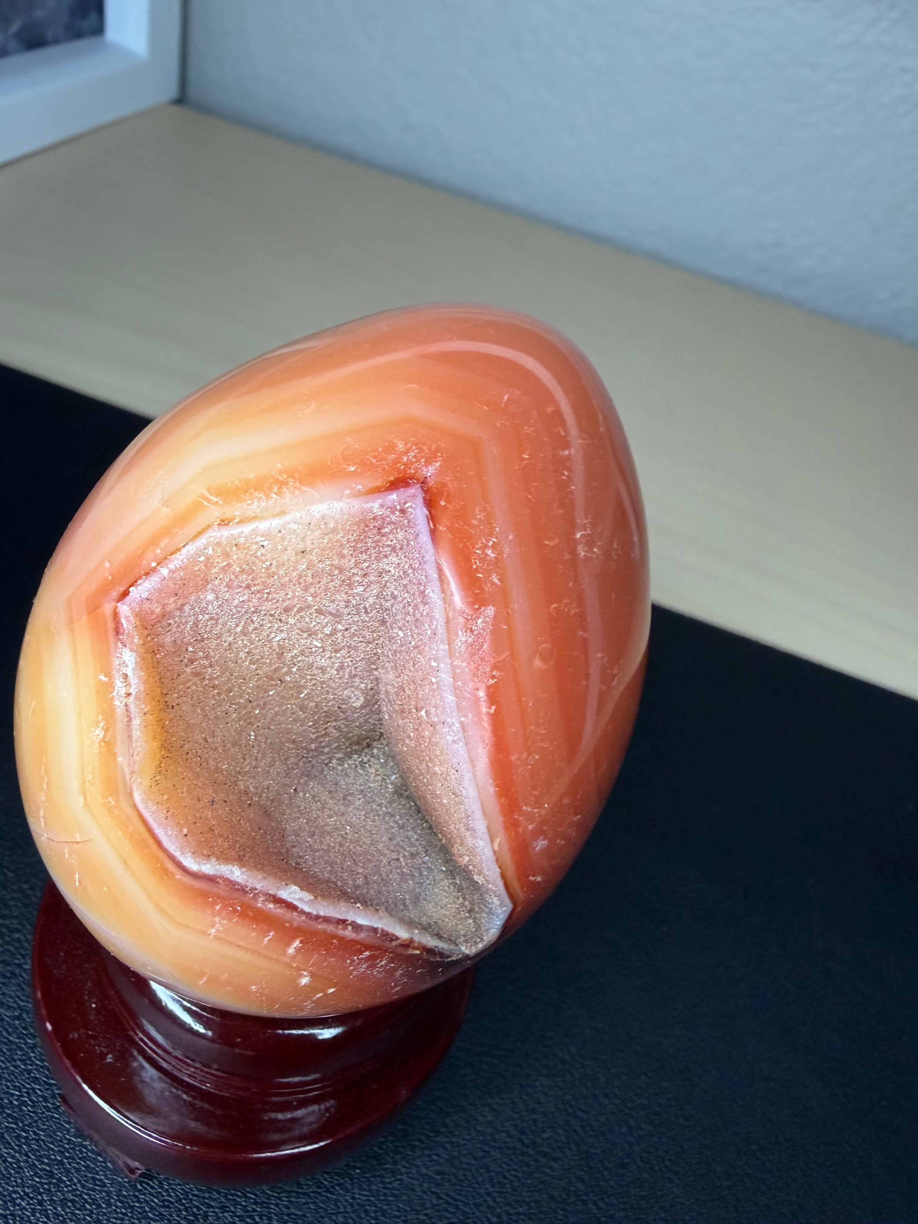 Carnelian druzy  egg ￼