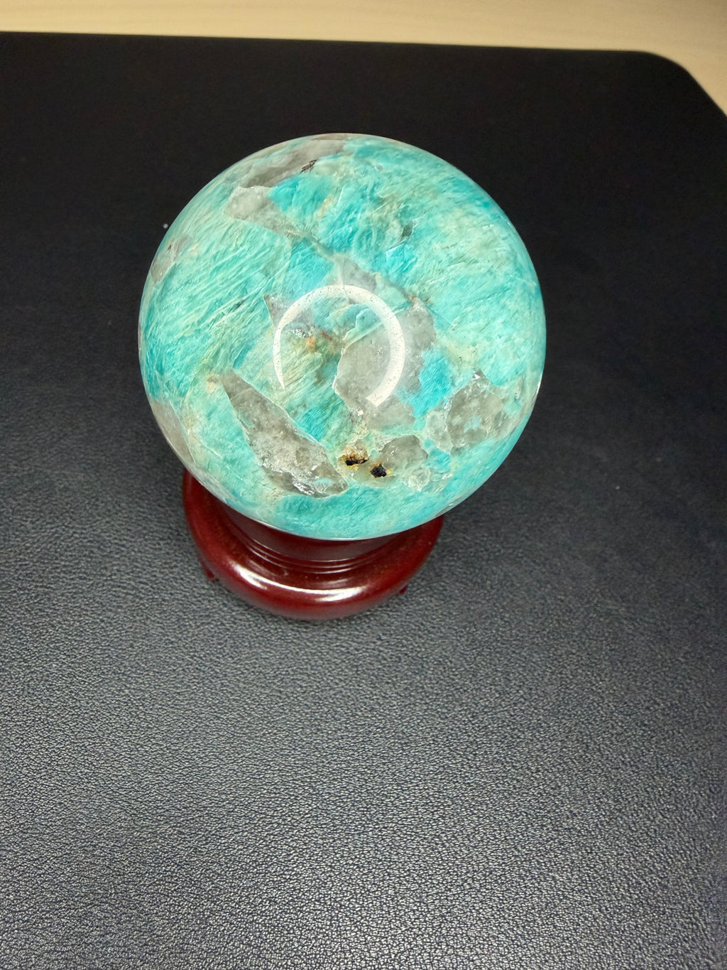 Natural Blue Amazonite Ball Quartz Crystal Sphere Reiki Specimen Healing