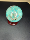 Natural Blue Amazonite Ball Quartz Crystal Sphere Reiki Specimen Healing