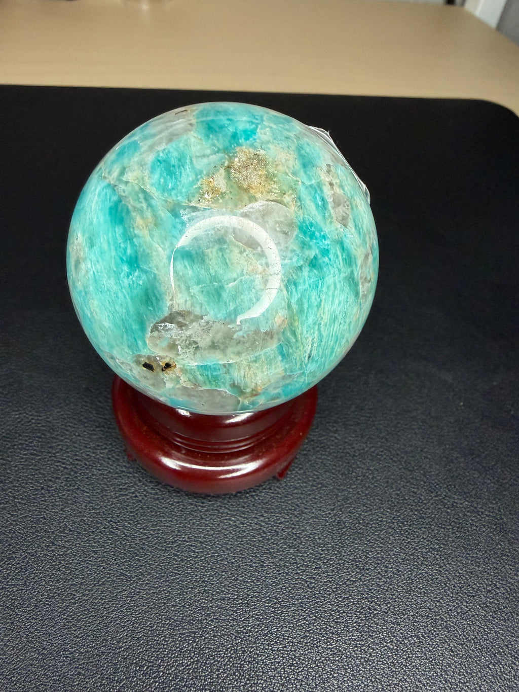 Natural Blue Amazonite Ball Quartz Crystal Sphere Reiki Specimen Healing