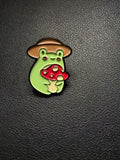 mushroom frog pin