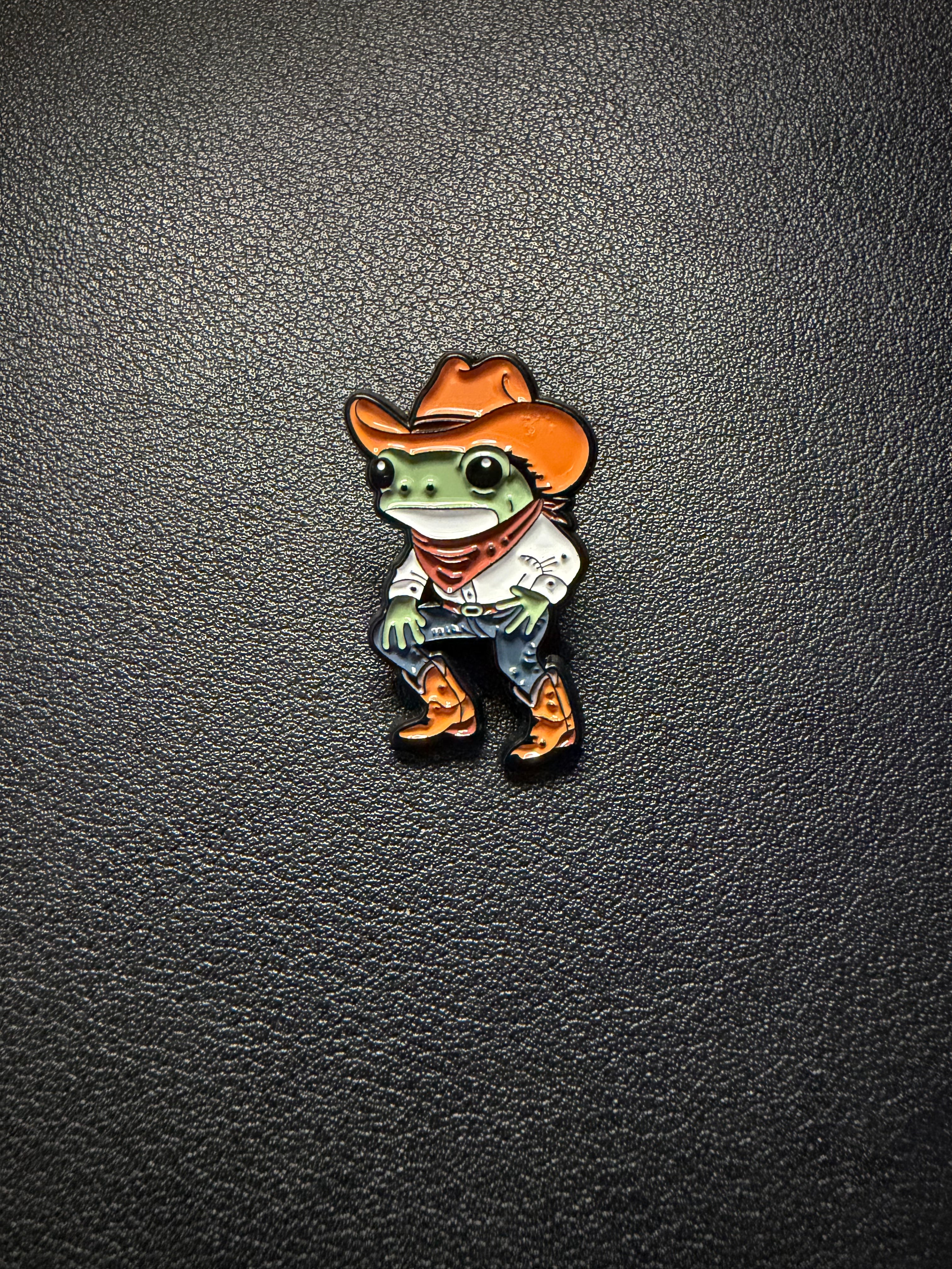 dancing cowboy frog pin